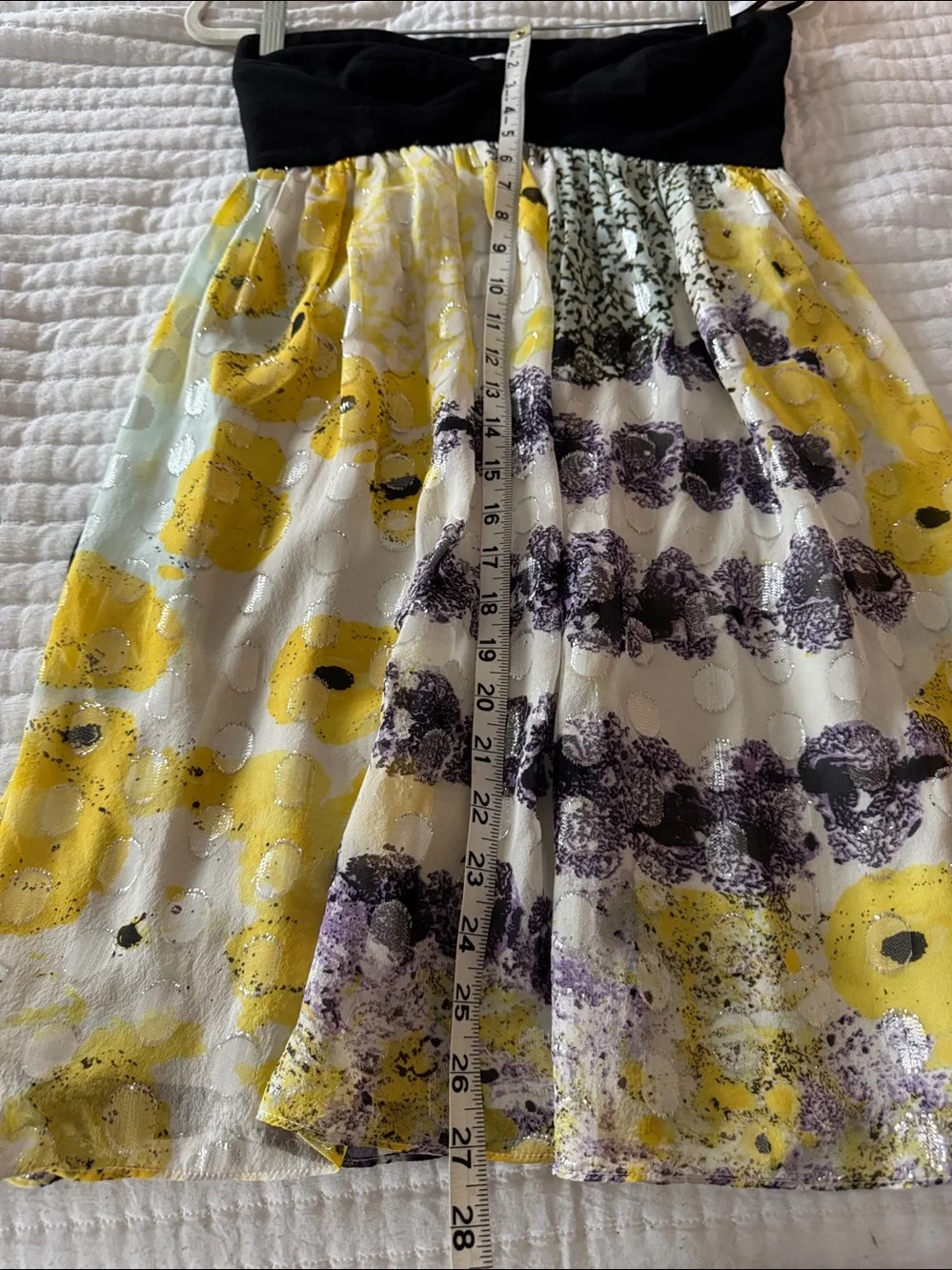 Diane Von Furstenberg BlBodice Yellow and Gray Patterned Skater Dress